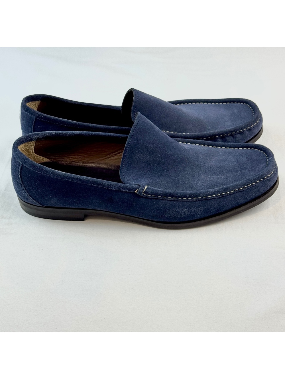 Bruno Magli Men's Navy Blue Suede Leather Loafers Size 12